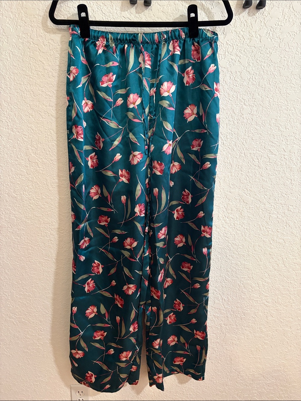 Women's vintage  Teal Floral Wide-Leg pants